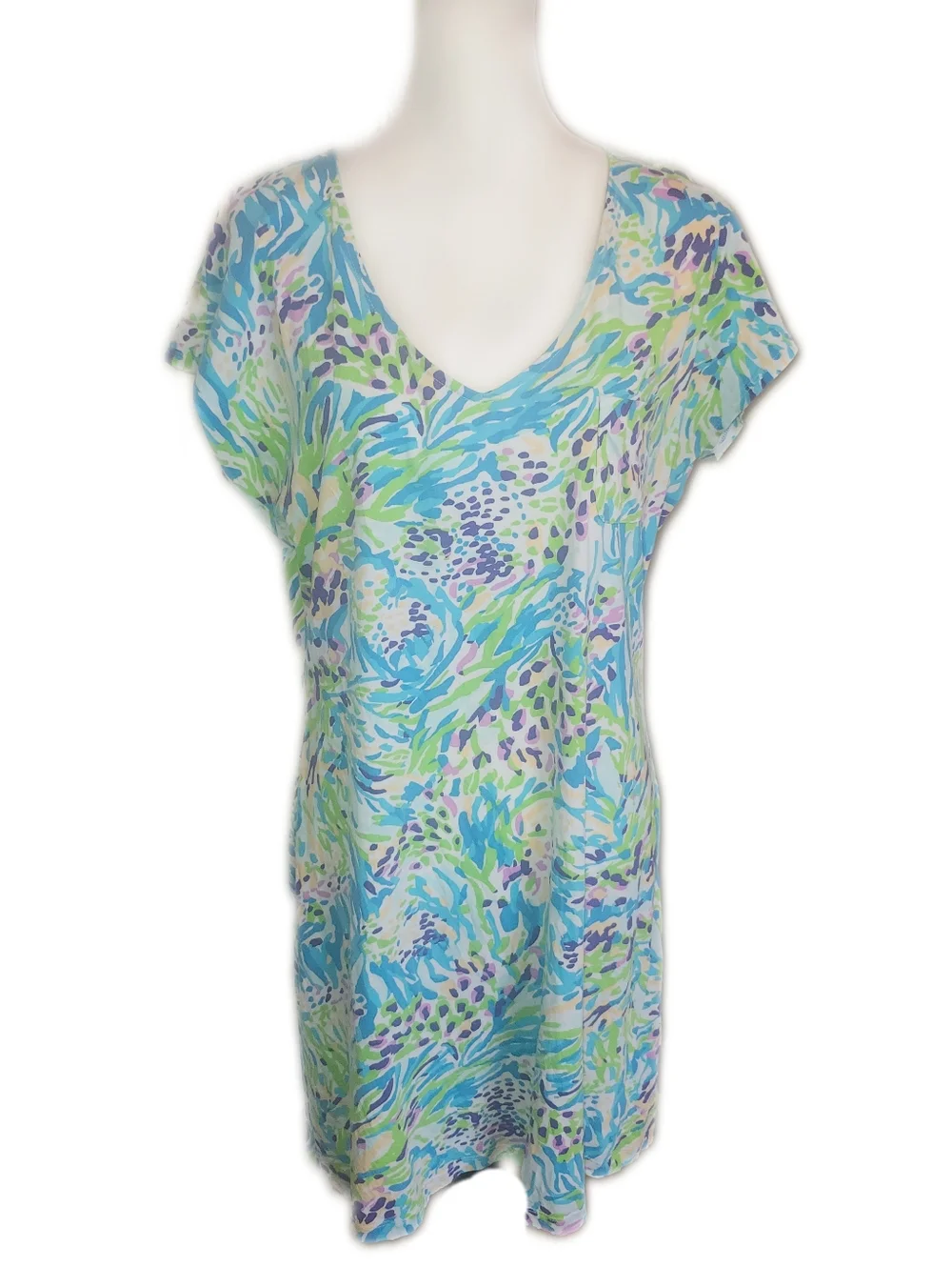 Lilly Pulitzer Daniella Dress In Resort White Sea Soiree, Blue Green Purple, L - Picture 3 of 9